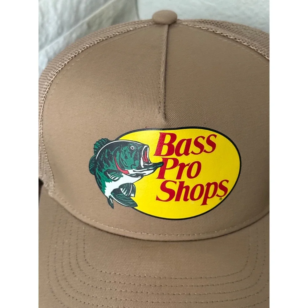 Bass Pro Shops Trucker Hat Tan Brown Mesh Back Snapback Fishing Cap OSFM